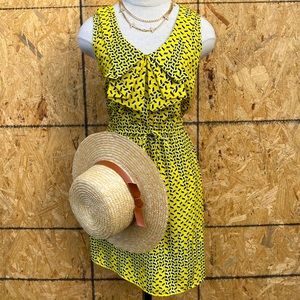 Blue & Yellow pattern Sleeveless Dress